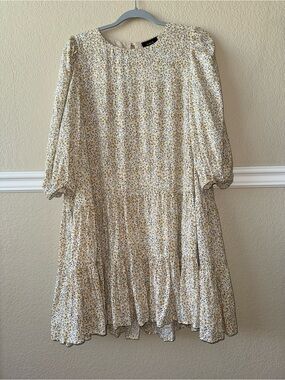 LIKE NEW VICI Ditsy Floral Tiered Mini Dress Yellow Cream Medium